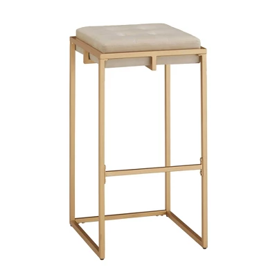 29" Set Of 2 Ervyn Gold Finish Velvet Button Tufted Bar Height Chairs - Inspire Q 2 29" Set Of 2 Ervyn Gold Finish Velvet Button Tufted Bar Height Chairs - Inspire Q - Image 2