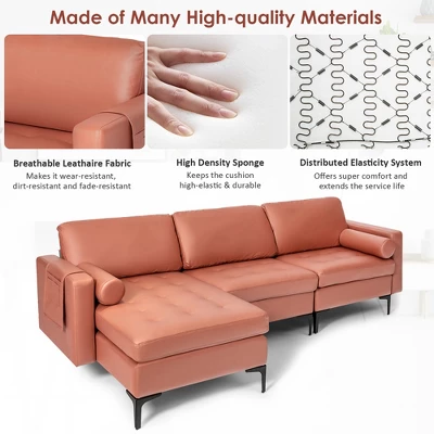 Costway Modular Extra-Large 4 Seat Sectional Sofa With Reversible Chaise & 2 USB Ports 6 Costway Modular Extra-Large 4 Seat Sectional Sofa With Reversible Chaise & 2 USB Ports - Image 6