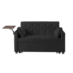 Velvet Sofa Bed With Tufted Back And Seat, 360° Side Table, Adjustable Backrest And Foam Cushion For Living Room -Baxton Studio Shop GUEST 0580d5cd 9bb9 4fe5 8950 6dc6c9230627