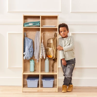 ECR4Kids 2-Section Coat Locker With Bench, Classroom Furniture, Natural 6 ECR4Kids 2-Section Coat Locker With Bench, Classroom Furniture, Natural - Image 6