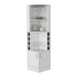 YOOCOZZ Wine Bar Cabinet Papprika, 8 Wine Cubbies, Double Door - White Finish -Baxton Studio Shop GUEST 05d30dd4 e0f3 4484 88a1 a2d3ab8b2f7c