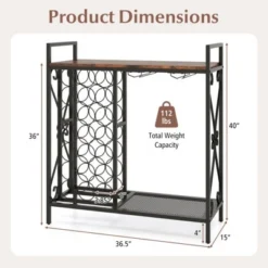 MOEPISY 21 Bottle Wine Rack Freestanding Floor Wine Bottle Organizer With Glass Holder Rustic Brown -Baxton Studio Shop GUEST 0612ff53 f75e 4d51 acd8 e71272253462