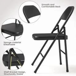 Whizmax Solo Classic Home Adult Modern Metal Indoor Auditorium Padded Folding Chairs, Black (Set Of 4) -Baxton Studio Shop GUEST 061986d2 7cc4 4609 9891 11b4ac9ec981