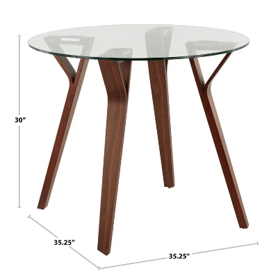 35.5" Folia Mid-Century Modern Modern Round Dining Tables Walnut/Clear - LumiSource 6 35.5" Folia Mid-Century Modern Modern Round Dining Tables Walnut/Clear - LumiSource - Image 6