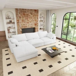 Cloud Modular Comfort L Shaped Sofa Couch For Living Room 3Seater +1 Ottoman