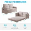 Mjkone Linen Pull Out Floor Sofa Bed, 3-in-1 Loveseat Sleeper Sofa Bed
