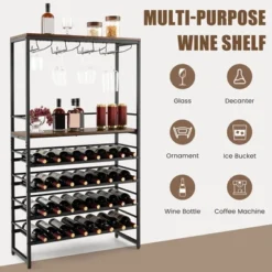 Tangkula 32 Bottles Drinks Rack Rustic Drinks Storage Holder Freestanding W/ Glass Holder -Baxton Studio Shop GUEST 06de6499 2f66 4d9e baeb ebb7b0fd959d