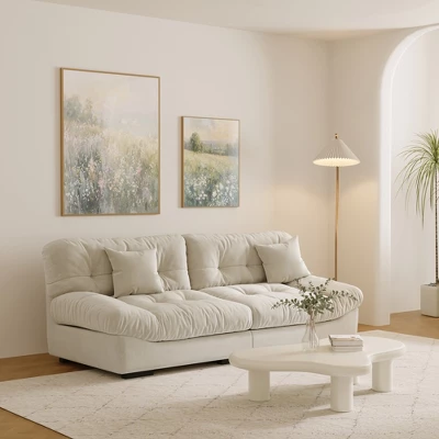 Cloud Modular Sectional Sofa,89inch Scrub Velvet Sofa Couch For Living Room,Curved Couch,Modern LoveSofa With 2 Pillows 3 Seater For Apartment 1 Cloud Modular Sectional Sofa,89inch Scrub Velvet Sofa Couch For Living Room,Curved Couch,Modern LoveSofa With 2 Pillows 3 Seater For Apartment