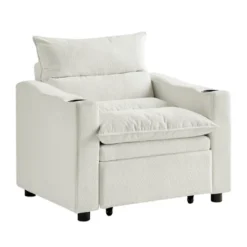 Velvet Convertible 3-in-1 Adjustable Sleeper Sofa Chair With Pullout Bed And Cup Holder -Baxton Studio Shop GUEST 07103fa2 73f7 4dda 8e92 87d60f803888