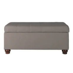 Large Tufted Storage Bench Textured Gray - HomePop: Upholstered Bedroom Ottoman With Lid