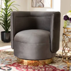 Saffi Velvet Upholstered Swivel Accent Chair - Baxton Studio -Baxton Studio Shop GUEST 073e4f8c d5d5 4d16 a199 e89b7e492ebc