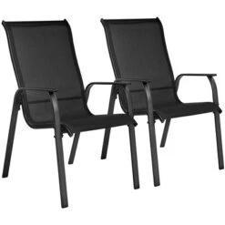 Yaheetech Set Of 2 Outdoor Texteline Stackable Dining Chairs With Backrest/ Armrests For Garden, Lawn, Porch, Backyard Pool 14 Yaheetech Set Of 2 Outdoor Texteline Stackable Dining Chairs With Backrest/ Armrests For Garden, Lawn, Porch, Backyard Pool -Baxton Studio Shop GUEST 07469a90 35d3 41c0 9871 5f6ed8c4482f