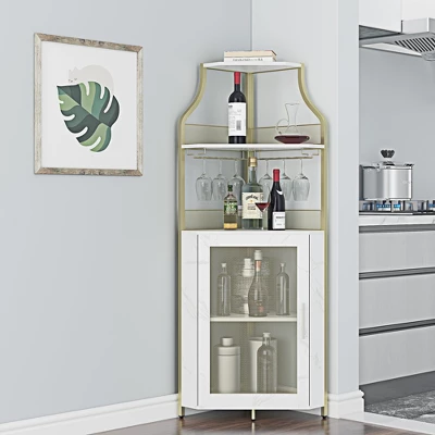 GustoWave 61'' Tall Corner Wine Bar Cabinet With Adjustable Shelves, 5-Tier Industrial Bar Cabinet With Glass Holder, Bar With Mesh Door 10 GustoWave 61'' Tall Corner Wine Bar Cabinet With Adjustable Shelves, 5-Tier Industrial Bar Cabinet With Glass Holder, Bar With Mesh Door - Image 10