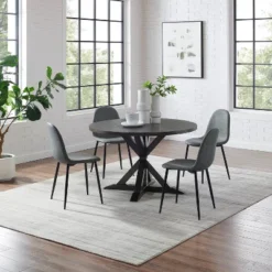 5pc Hayden Round Dining Set With Weston Chairs Distressed Gray/Slate - Crosley
