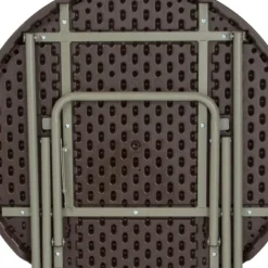 Emma And Oliver 2.6-Foot Round Brown Rattan Plastic Folding Table - Outdoor Event Table -Baxton Studio Shop GUEST 075dd15b a0e2 412f 8b21 0c21be01f248