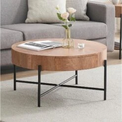 Round Coffee Table With Drawers Circle Living Room Table Wood Accent Coffee Table -Baxton Studio Shop GUEST 076ff5ec f3c1 4030 b7c4 57c8e7836d17