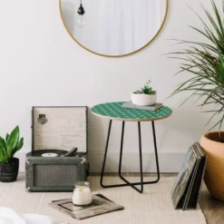 Maritza Lisa Retro Pink Leaf Pattern Side Table - Deny Designs -Baxton Studio Shop GUEST 07705a2f 7496 4fb0 b331 b1ca6417cf6b