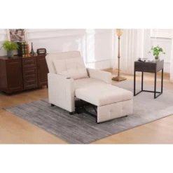 NicBex 3-in-1 Convertible Sleeper Chair,Modern Folding Sofa Bed With Side Pocket,Comfortable Couches With USB Port For Living Room,Gray/Beige/Blue