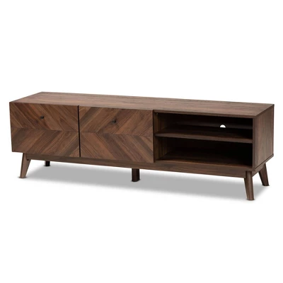 Hartman Wood TV Stand For TVs Up To 60" Walnut Brown - Baxton Studio 3 Hartman Wood TV Stand For TVs Up To 60" Walnut Brown - Baxton Studio - Image 3