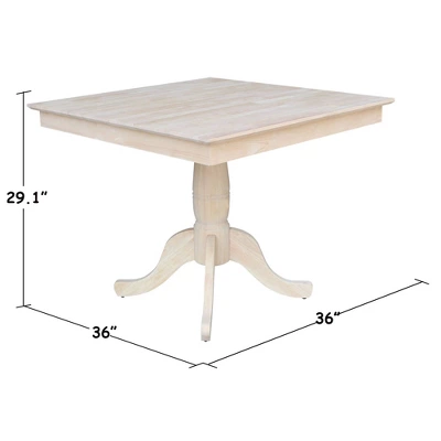 29.1" Dining Tables Minden Square Top Pedestal Unfinished - International Concepts 4 29.1" Dining Tables Minden Square Top Pedestal Unfinished - International Concepts - Image 4