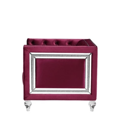 67" Heibero Sofa Burgundy Velvet - Acme Furniture 4 67" Heibero Sofa Burgundy Velvet - Acme Furniture - Image 4