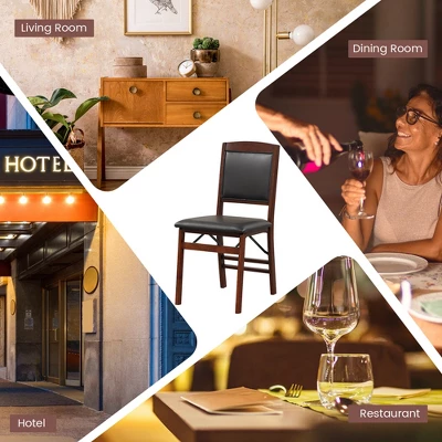 Costway 2 Pack Folding Dining Chairs Foldable Chairs With PVC Padded Seat & High Backrest 4 Costway 2 Pack Folding Dining Chairs Foldable Chairs With PVC Padded Seat & High Backrest - Image 4