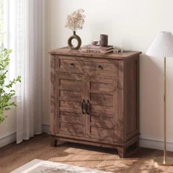 Farmhouse Storage Cabinet Adjustable With 7-Tier Shelves Style 31.5", Rustic Kitchen & Dining Room Organizer, Multi-Functional Entryway Cabinet -Baxton Studio Shop GUEST 07d5cb44 c61d 491a a157 ade597eea946