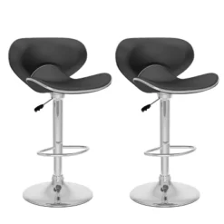 Set Of 2 Adjustable Curved Form Fitting Leatherette Barstool - Corliving -Baxton Studio Shop GUEST 07f05738 c704 40f8 8b59 914b44f87a16