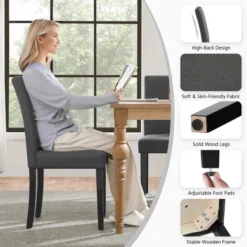 Yaheetech Set Of 2 Armless Upholstered Dining Chairs With Solid Wood Legs -Baxton Studio Shop GUEST 0803ffd3 0923 4d31 a973 10990f504778