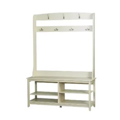 Saint Birch Hawksbury Modern Hall Tree & Shoe Bench, Antique White