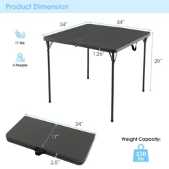 Costway Folding Camping Table Portable HDPE Outdoor Picnic Dining Table W/ Handle WhiteGrey -Baxton Studio Shop GUEST 080e81e0 d2c0 4feb a733 f1ef8779c0b8