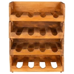 VidaXL Set Of 4 Wine Racks - Handmade Solid Reclaimed Wood Holder For 16 Bottles - Rustic Vintage Décor - Brown -Baxton Studio Shop GUEST 081d1f6a 9820 4287 882c de1af07c2335