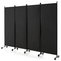 Costway 4-Panel Folding Room Divider 6FT Rolling Privacy Screen With Lockable Wheels Black/Brown/Grey/White -Baxton Studio Shop GUEST 082d1290 7e11 4076 b49b 699e22fcb6b3