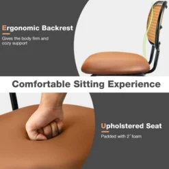 Costway Set Of 2 Bar Stools Faux Leather Bar Height Kitchen Chairs With Rattan Back Brown/Green -Baxton Studio Shop GUEST 08650609 64ba 4d78 bc2b 97832e96db7a