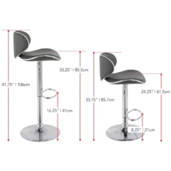 Set Of 2 Curved Form Fitting Adjustable Bonded Leather Barstool Dark Gray - CorLiving -Baxton Studio Shop GUEST 086aea31 7a86 43f8 b7b6 4f39d6f68ab1