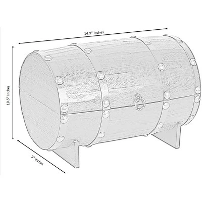 Vintiquewise Wooden Wine Barrel Shaped Treasure Chest Vintage Decorative Wine Holder 5 Vintiquewise Wooden Wine Barrel Shaped Treasure Chest Vintage Decorative Wine Holder - Image 5