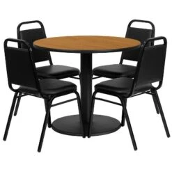 Emma And Oliver 36" Round Laminate Table Set With 4 Trapezoidal Banquet Chairs 9 Emma And Oliver 36" Round Laminate Table Set With 4 Trapezoidal Banquet Chairs -Baxton Studio Shop GUEST 08ff9366 ada9 4e48 b68e dedb85068385