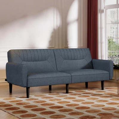 Dyonery 75.8" Linen Fabric Comfy Futon Couch Bed For Living Room 3 Seater Convertible Sleeper Sofa With Adjustable Backrests Modern Folding Loveseat 10 Dyonery 75.8" Linen Fabric Comfy Futon Couch Bed For Living Room 3 Seater Convertible Sleeper Sofa With Adjustable Backrests Modern Folding Loveseat - Image 10