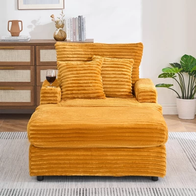 NicBex Couches For Living Room 39" Single Chaise Lounge Chair Corduroy Upholstered Sofa Sleeper Chair With Ottoman And Cup Holders 7 NicBex Couches For Living Room 39" Single Chaise Lounge Chair Corduroy Upholstered Sofa Sleeper Chair With Ottoman And Cup Holders - Image 7