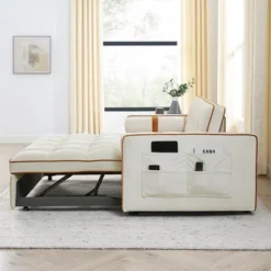 Modern 55.5" Pull Out Sleep Sofa Bed 2 Seater Loveseats Sofa Couch With Side Pockets -Baxton Studio Shop GUEST 09bcfbe2 55d2 47e5 b4c4 7837443a5d40