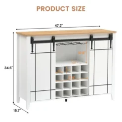 Coffee Bar Cabinet With Storage,47" Wine Bar Cabinet With Sliding Barn Door