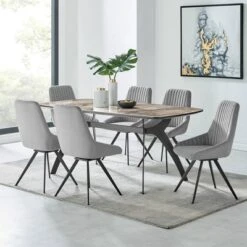 7pc Andes And Alison Rectangular Dining Set Gray - Armen Living