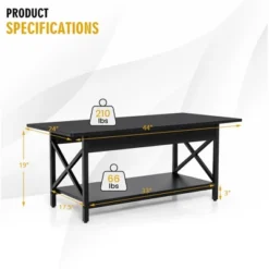 Tangkula Coffee Table Industrial 2-Tier W/ Storage Shelf &Storage Shelf For Living Room -Baxton Studio Shop GUEST 09fe10a5 4267 4e6a 8422 0ee32bbe89f4