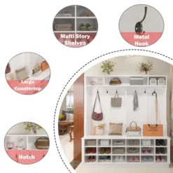 FUFU&GAGA White Hall Tree With Storage - Entryway Organizer With Hooks, Shelves, And Cubbies 25 FUFU&GAGA White Hall Tree With Storage - Entryway Organizer With Hooks, Shelves, And Cubbies -Baxton Studio Shop GUEST 0a5cc343 eb36 4ab0 a455 a68128eeb5be