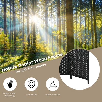 Costway 6-Panel Room Divider 6Ft Weave Fiber Folding Privacy Screen BrownBlack 6 Costway 6-Panel Room Divider 6Ft Weave Fiber Folding Privacy Screen BrownBlack - Image 6