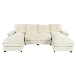 115"W Sectional Sofa Couch Set, U-Shaped Chenille Upholstered Sofa Chair With Adjustable Armrest Pillows For Living Rooms -ModernLuxe 11 115"W Sectional Sofa Couch Set, U-Shaped Chenille Upholstered Sofa Chair With Adjustable Armrest Pillows For Living Rooms -ModernLuxe -Baxton Studio Shop GUEST 0a7e76f6 dd64 4d47 8088 229e659686d6