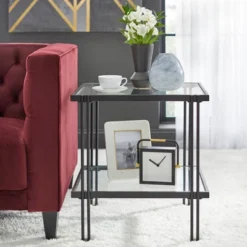 Folio Metal And Glass End Table Black - Lifestorey -Baxton Studio Shop GUEST 0a9efed4 5ceb 4902 8c20 dfa6ddded52c
