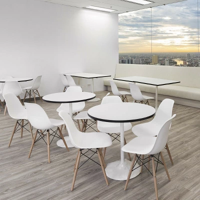 Costway Set Of 2 Mid Century Modern Style Dining Side Chair Wood Leg White 3 Costway Set Of 2 Mid Century Modern Style Dining Side Chair Wood Leg White - Image 3