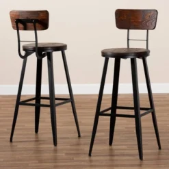 Set Of 2 Kenna Wood And Metal Finished Metal Barstools Brown/Black - Baxton Studio 10 Set Of 2 Kenna Wood And Metal Finished Metal Barstools Brown/Black - Baxton Studio -Baxton Studio Shop GUEST 0b3a0d06 37ee 407f 9ec5 b60dbd045727
