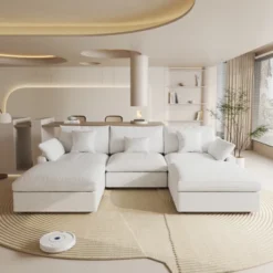 Cloud Couch Modular Sectional Sofa,119.29" U Shaped Couch, Oversized Down Filled Convertible Wide Seater,3 Seater With 2 Ottomans For Living Room Set -Baxton Studio Shop GUEST 0b4034ec fc41 4f13 ad92 88f8c85587fe